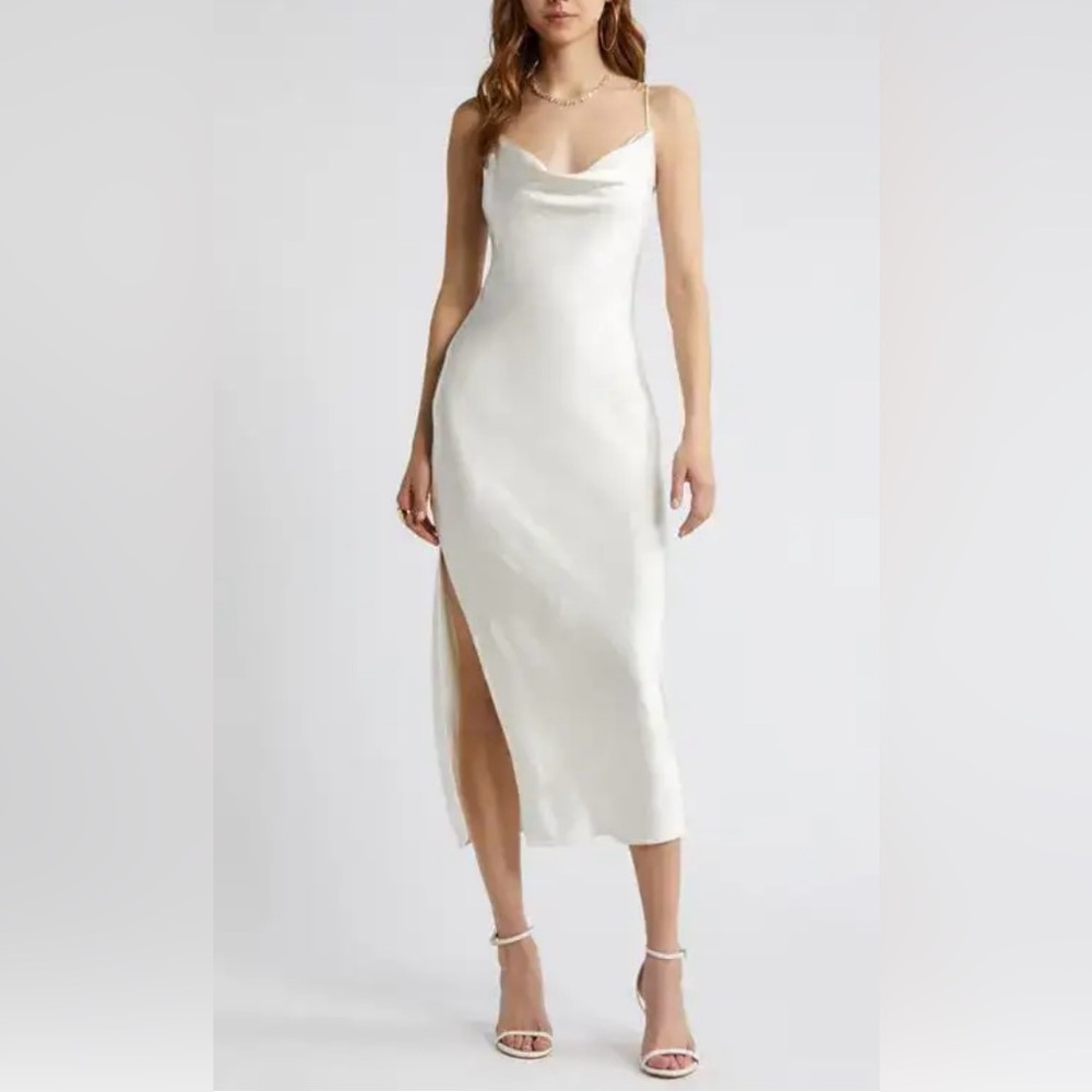 Cowl Neck Satin Slipdress
Open Edit In: White